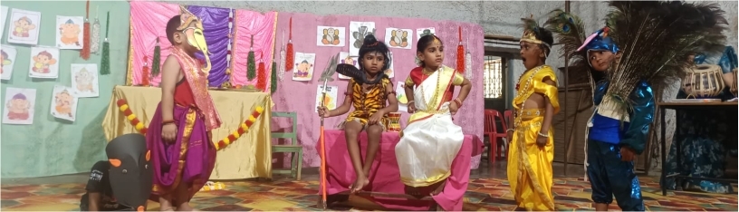 एच्.ए. स्कूल पूर्व प्रा. विभागात गणेशोत्सव साजरा.
